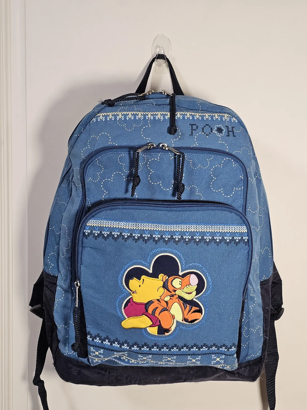 Vintage Y2K Disney Winnie the Pooh Tigger Embroidered Blue Backpack